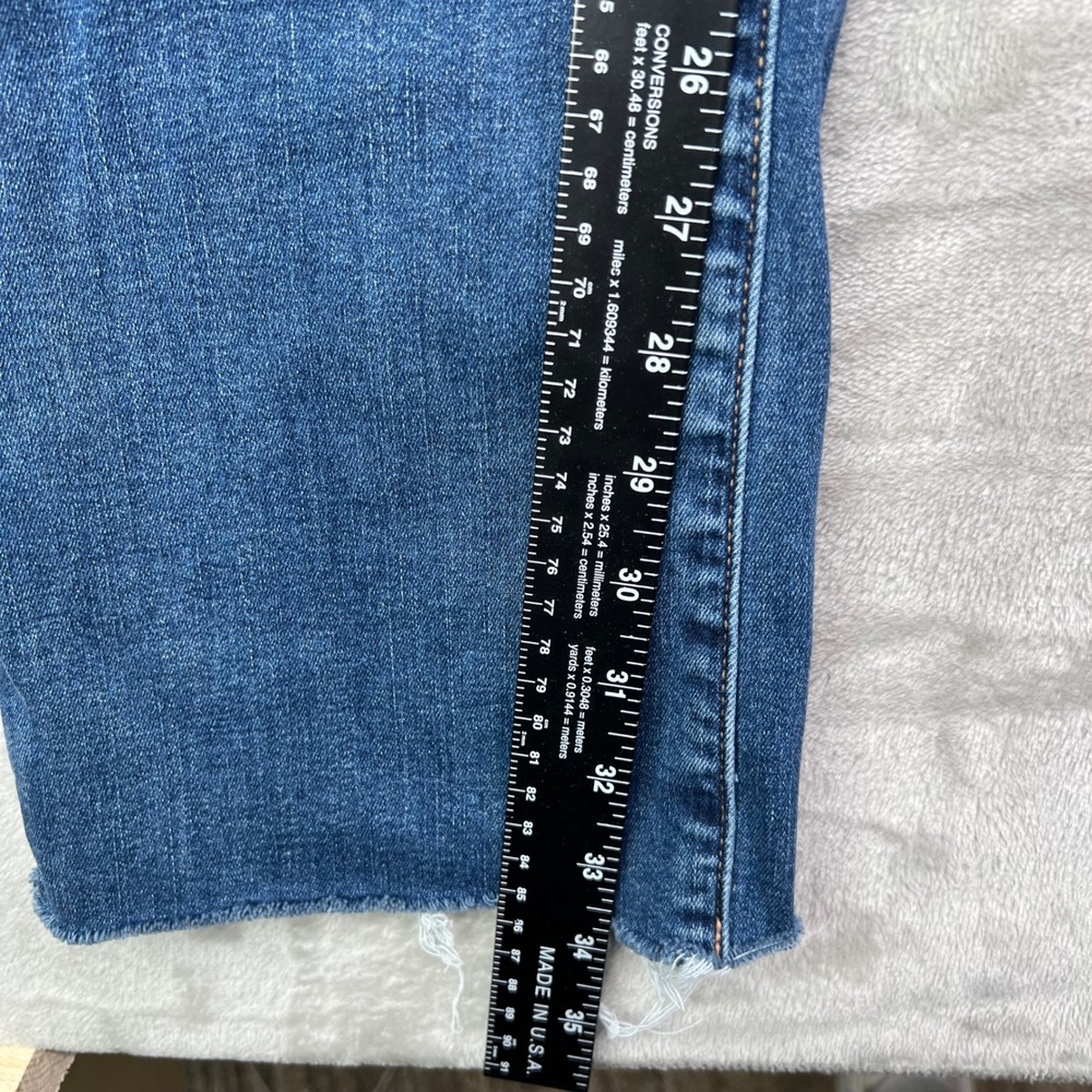 American Eagle High-Rise Skinny Kick Jeans Womens 4 Long Blue Stretch Raw Hem - Picture 7 of 16